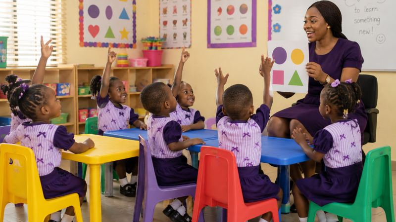Nursery pupils in class