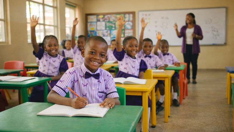 Primary school pupils in a lesson